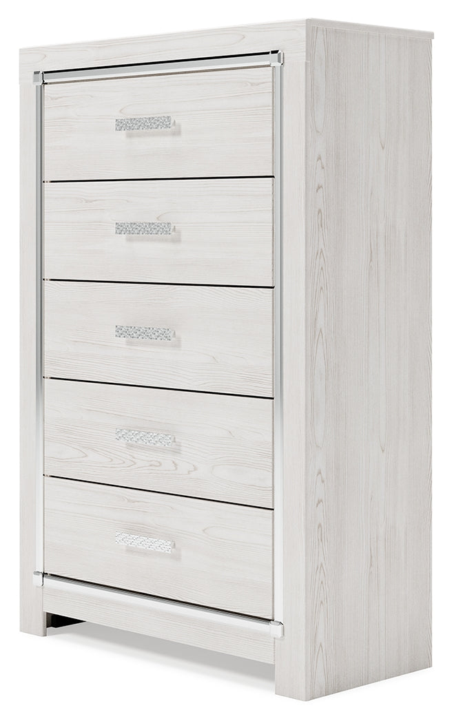 Altyra White King Storage Bed, Dresser, Mirror and 2 Chests - B2640B45
