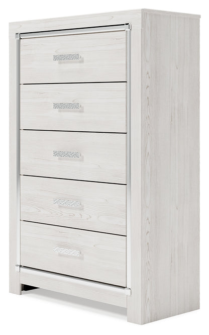 Altyra White King Storage Bed, Dresser, Mirror and 2 Chests - B2640B45
