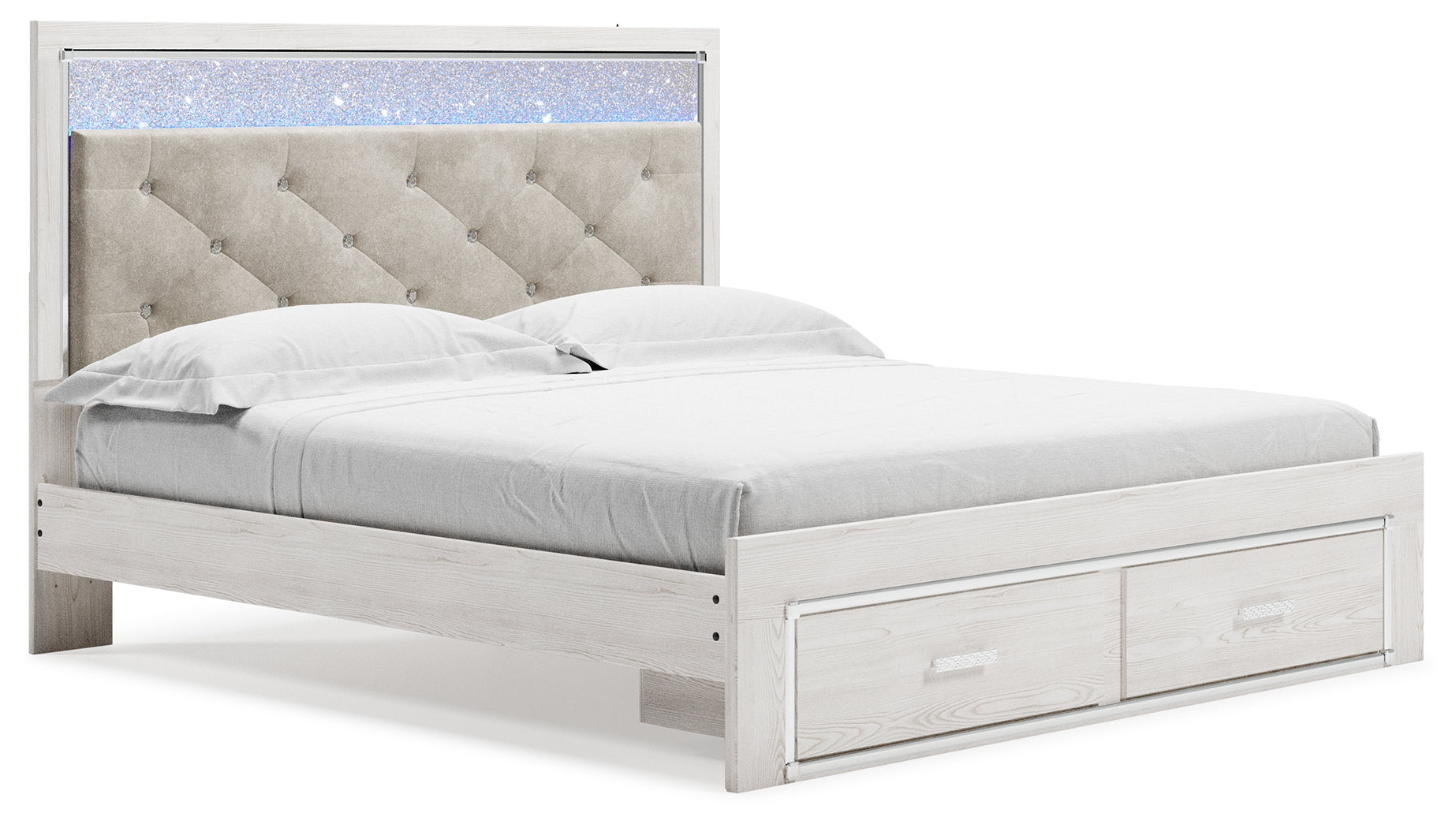 Altyra White King Storage Bed, Dresser, Mirror and 2 Chests - B2640B45