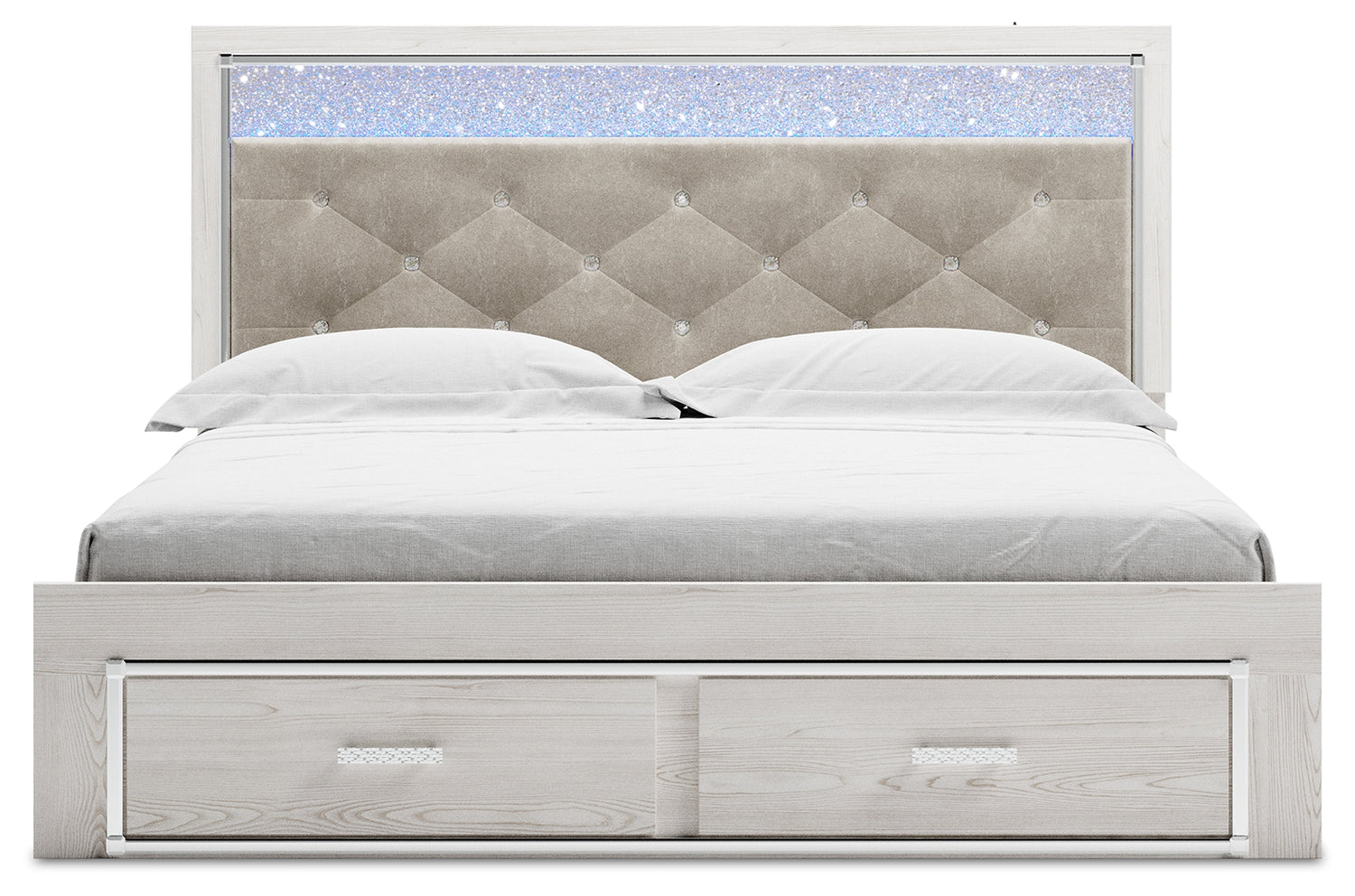 Altyra White King Storage Bed, Dresser, Mirror and 2 Chests - B2640B45