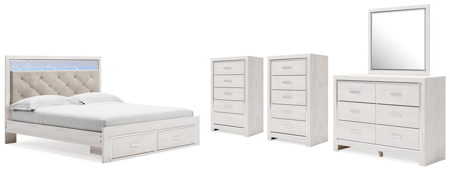 Altyra White King Storage Bed, Dresser, Mirror and 2 Chests - B2640B45