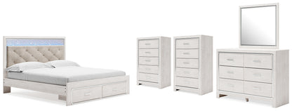 Altyra White King Storage Bed, Dresser, Mirror and 2 Chests - B2640B45