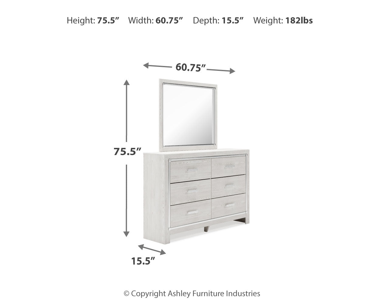 Altyra White King Storage Bed, Dresser, Mirror and 2 Chests - B2640B45