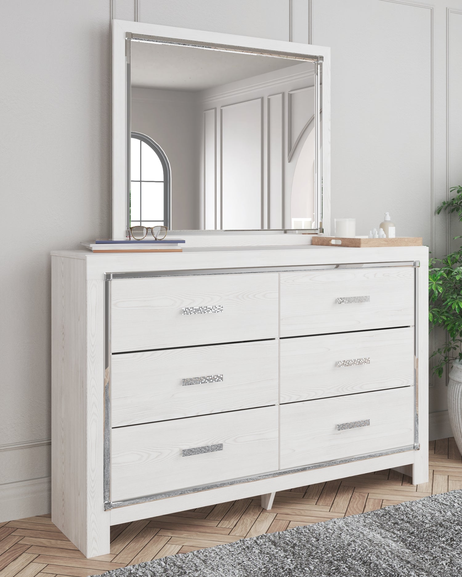 Altyra White King Storage Bed, Dresser, Mirror and 2 Chests - B2640B45