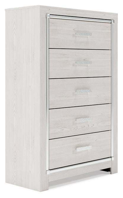 Altyra White King Storage Bed, Dresser, Mirror and 2 Chests - B2640B45