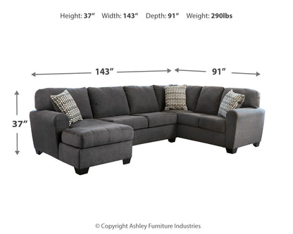 Ambee 3-Piece Sectional with Ottoman in Slate - PKG010934