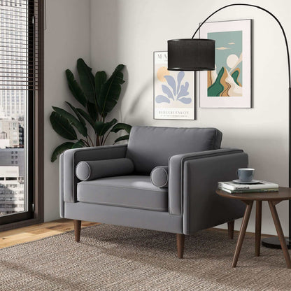 Amber Grey Velvet Lounge Chair - LCH00300505