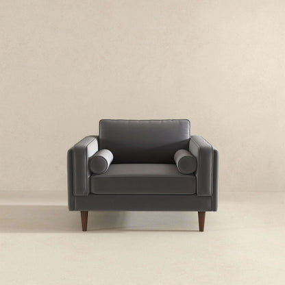 Amber Grey Velvet Lounge Chair - LCH00300505
