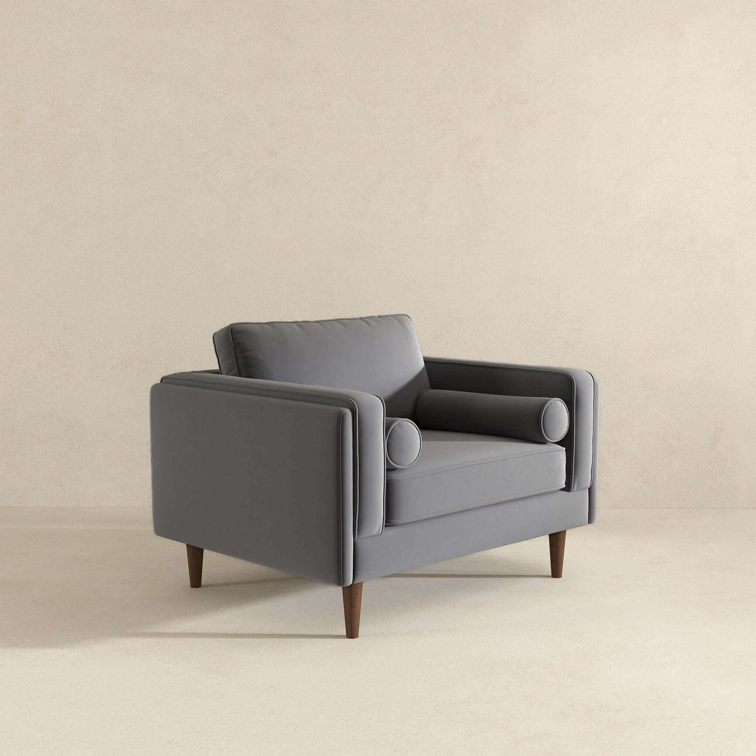 Amber Grey Velvet Lounge Chair - LCH00300505