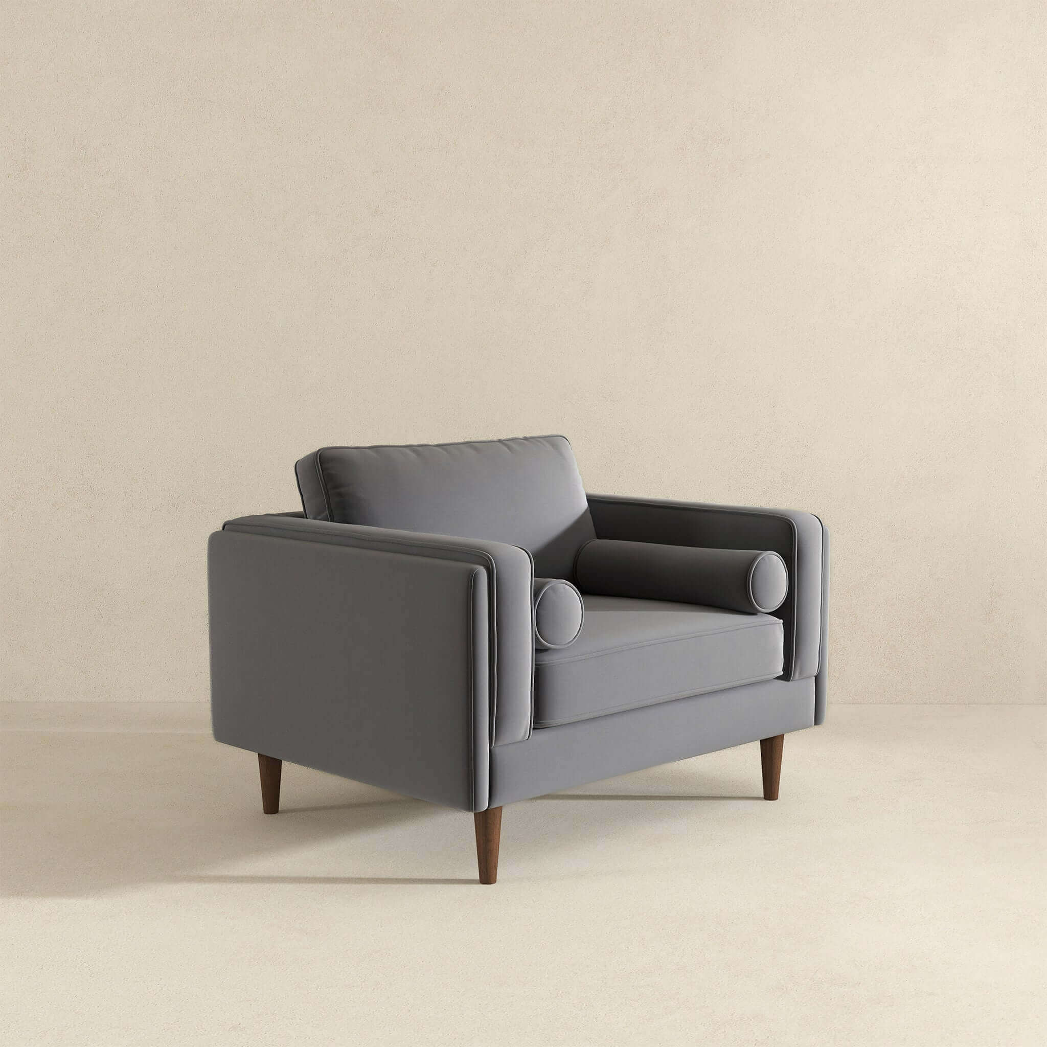 Amber Grey Velvet Lounge Chair - LCH00300505