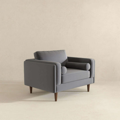 Amber Grey Velvet Lounge Chair - LCH00300505
