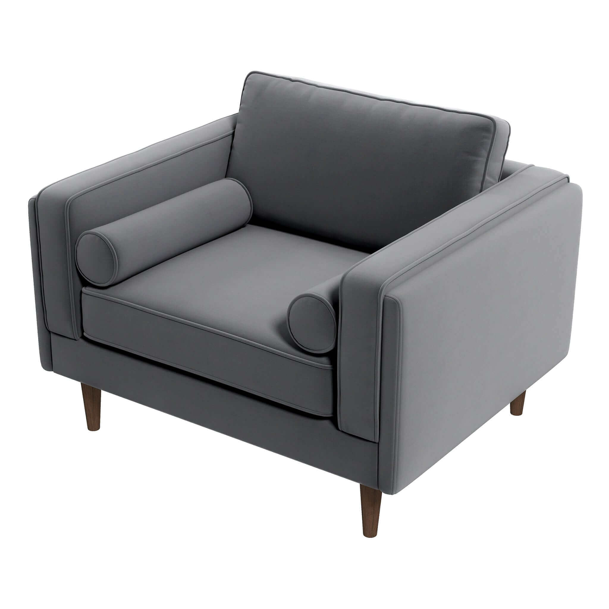 Amber Grey Velvet Lounge Chair - LCH00300505