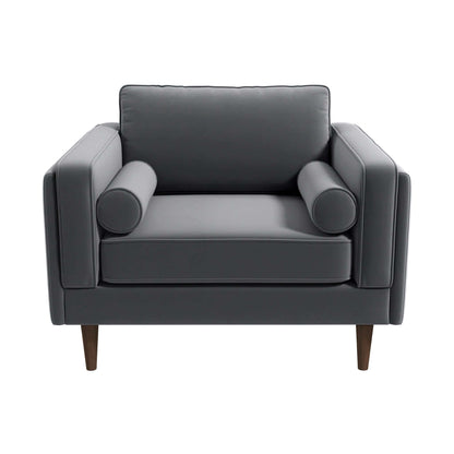 Amber Grey Velvet Lounge Chair - LCH00300505