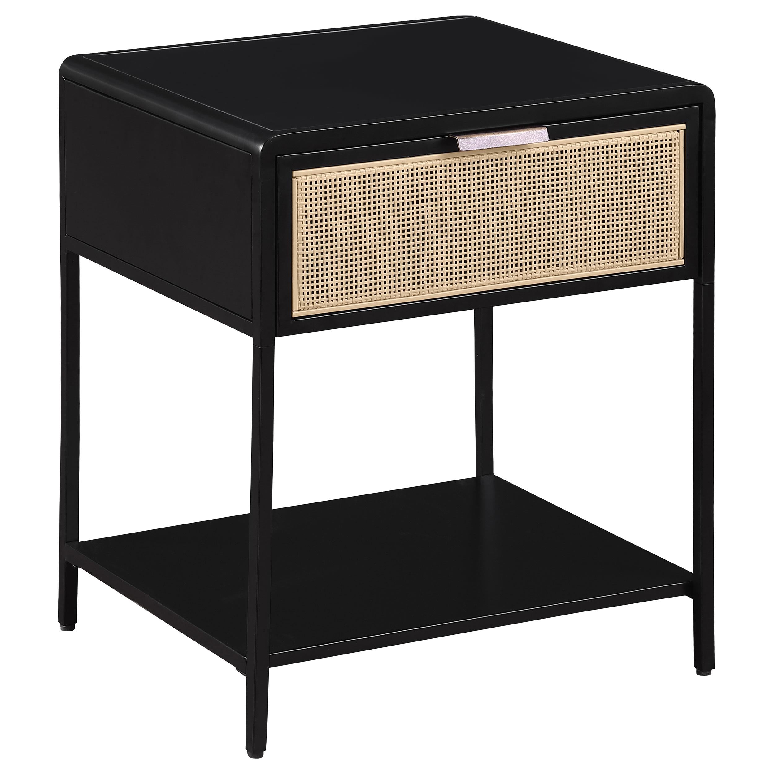 Amherst 1-drawer Radio Weave Rattan Metal Side Table Black - 930235