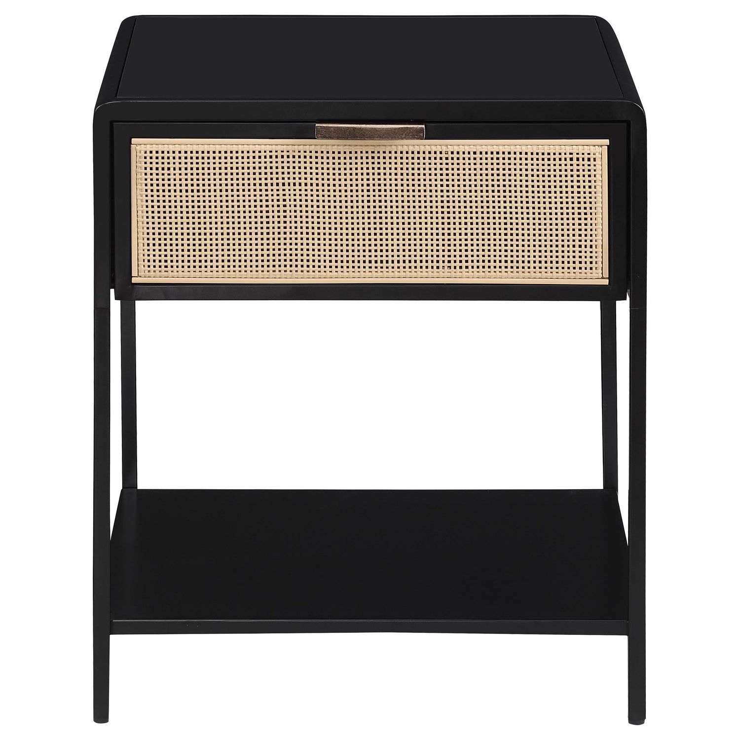 Amherst 1-drawer Radio Weave Rattan Metal Side Table Black - 930235