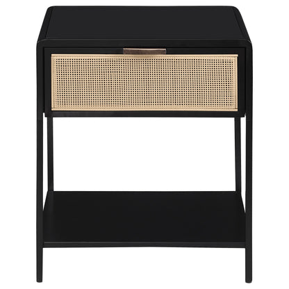 Amherst 1-drawer Radio Weave Rattan Metal Side Table Black - 930235