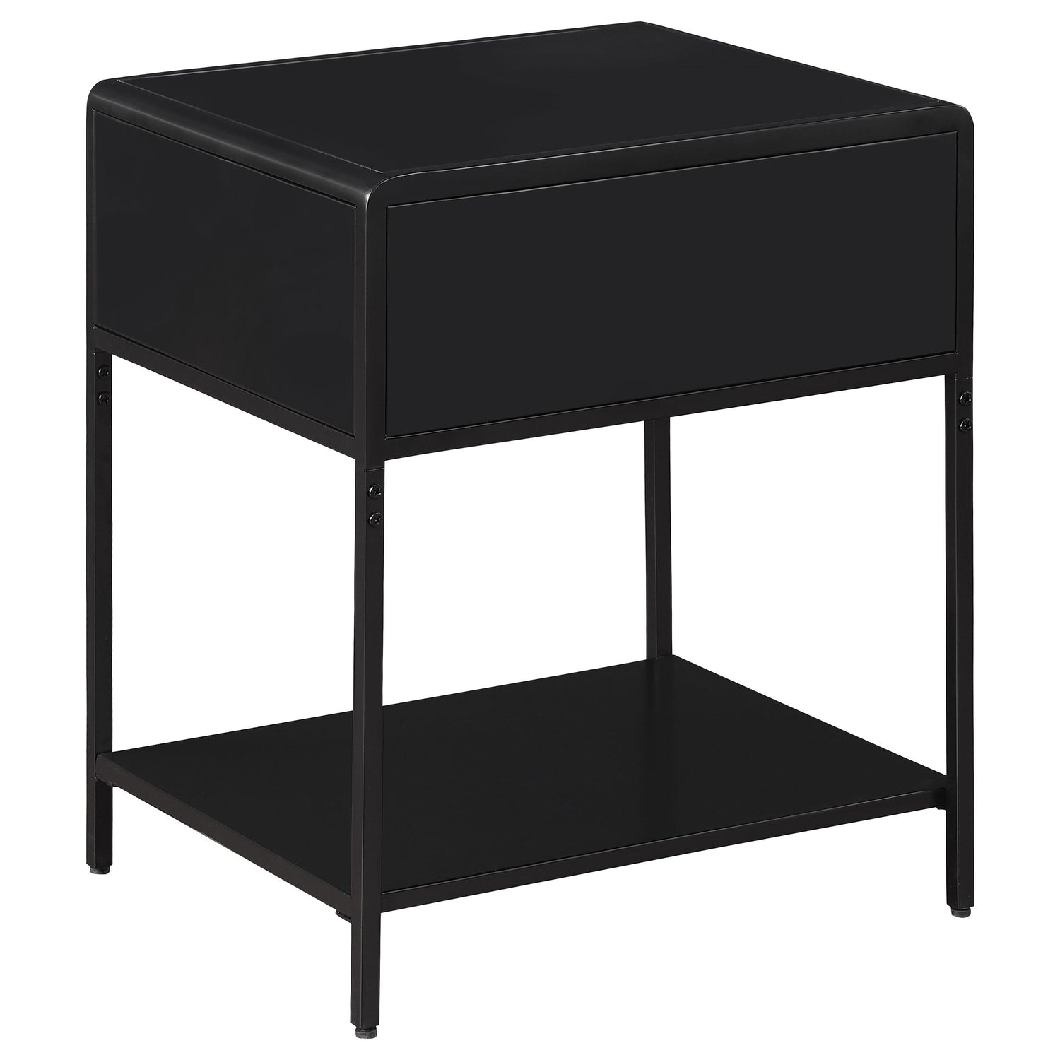 Amherst 1-drawer Radio Weave Rattan Metal Side Table Black - 930235