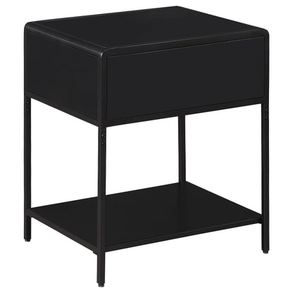Amherst 1-drawer Radio Weave Rattan Metal Side Table Black - 930235