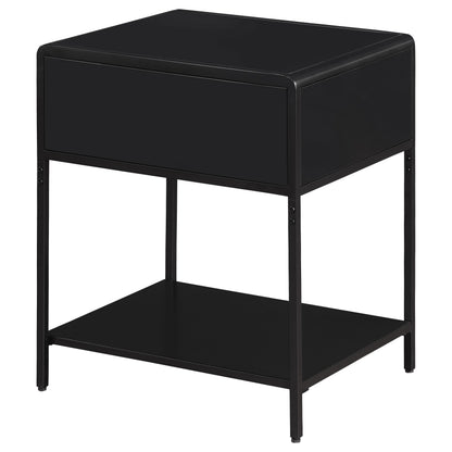 Amherst 1-drawer Radio Weave Rattan Metal Side Table Black - 930235