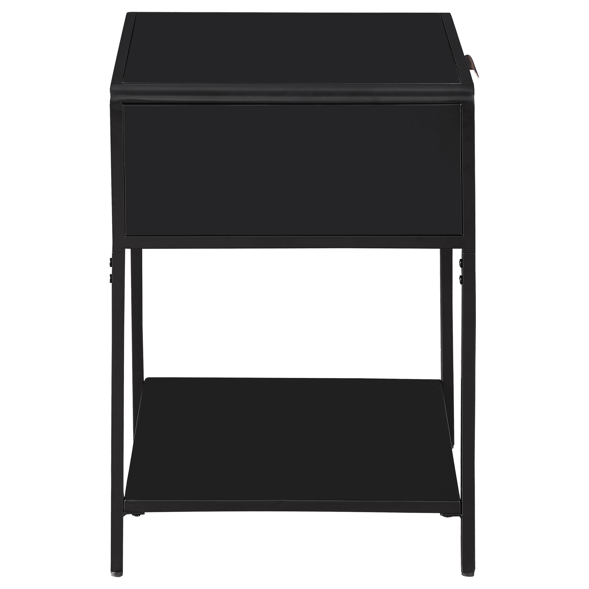 Amherst 1-drawer Radio Weave Rattan Metal Side Table Black - 930235