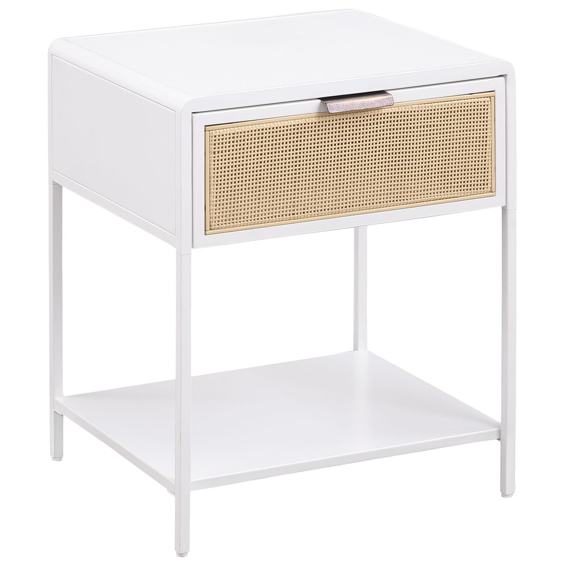 Amherst 1-drawer Radio Weave Rattan Metal Side Table White - 930236