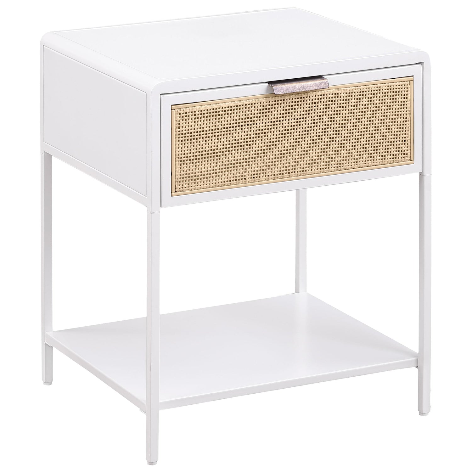 Amherst 1-drawer Radio Weave Rattan Metal Side Table White - 930236