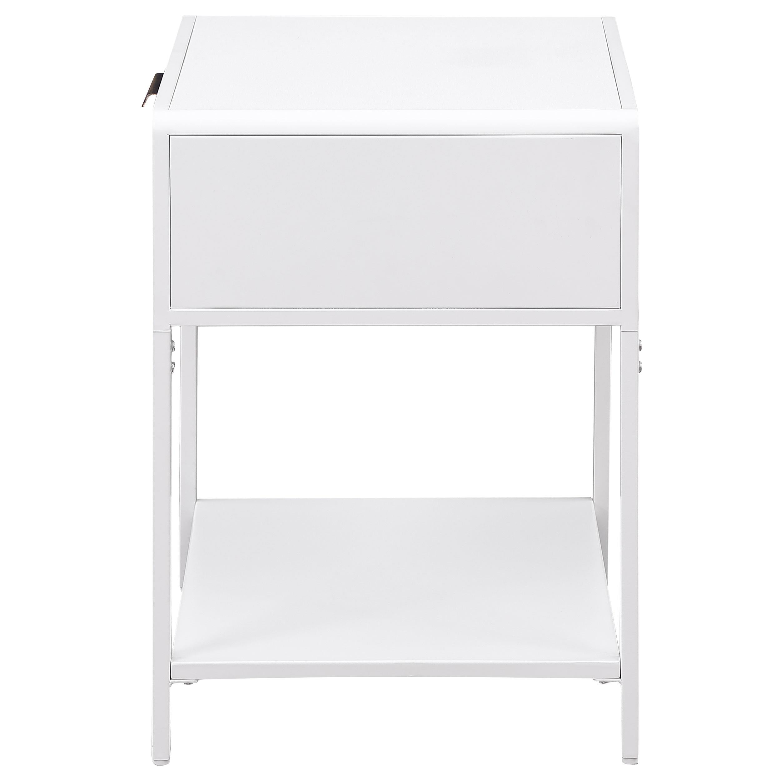 Amherst 1-drawer Radio Weave Rattan Metal Side Table White - 930236