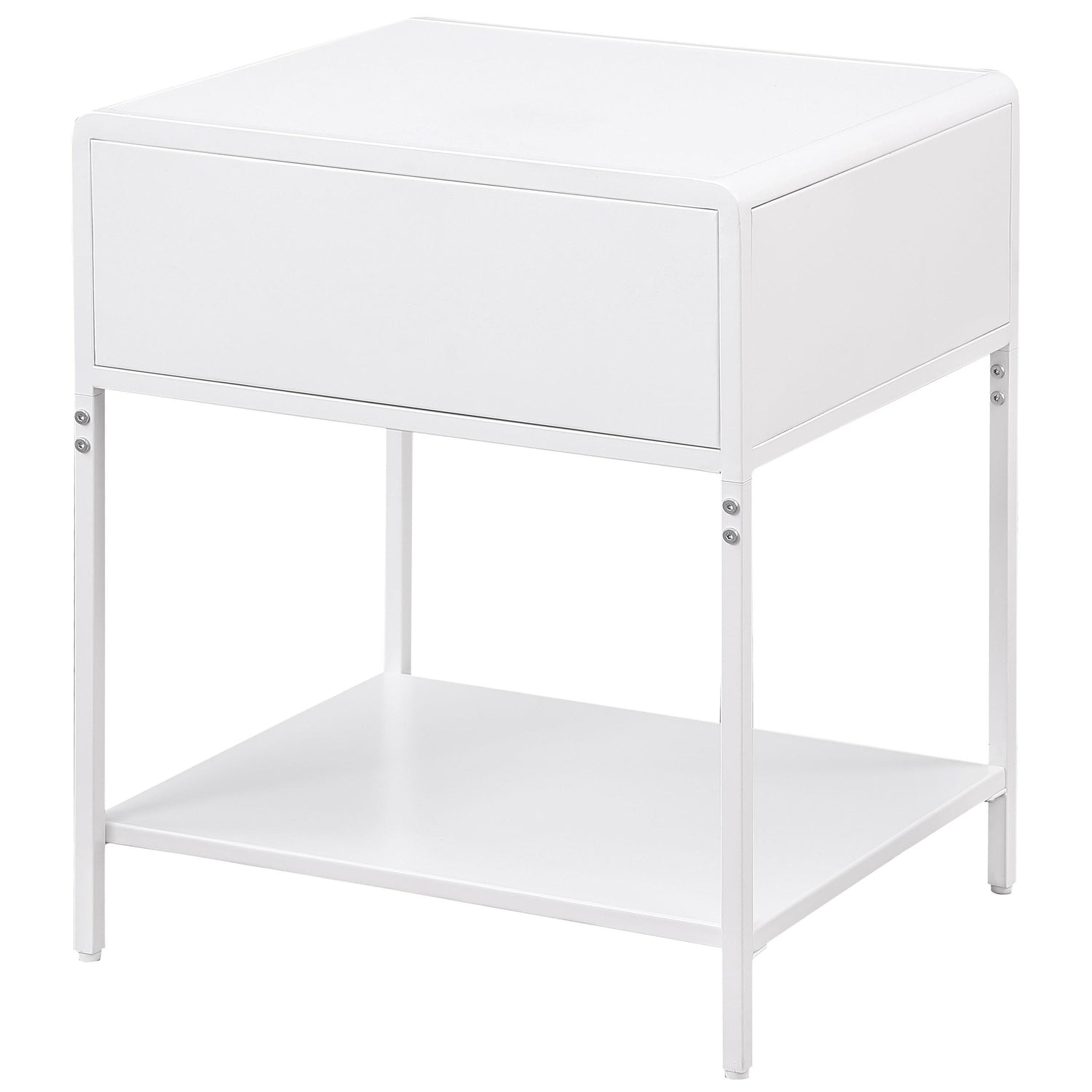 Amherst 1-drawer Radio Weave Rattan Metal Side Table White - 930236
