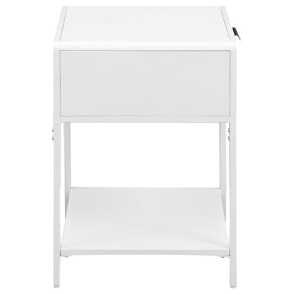 Amherst 1-drawer Radio Weave Rattan Metal Side Table White - 930236