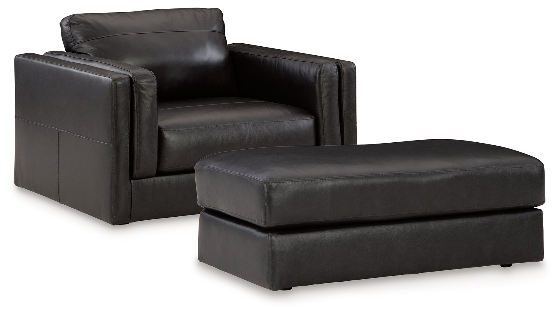 Amiata Chair and Ottoman in Onyx - PKG015488