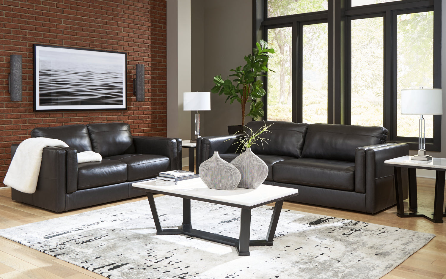 Amiata Sofa and Loveseat in Onyx - PKG015489