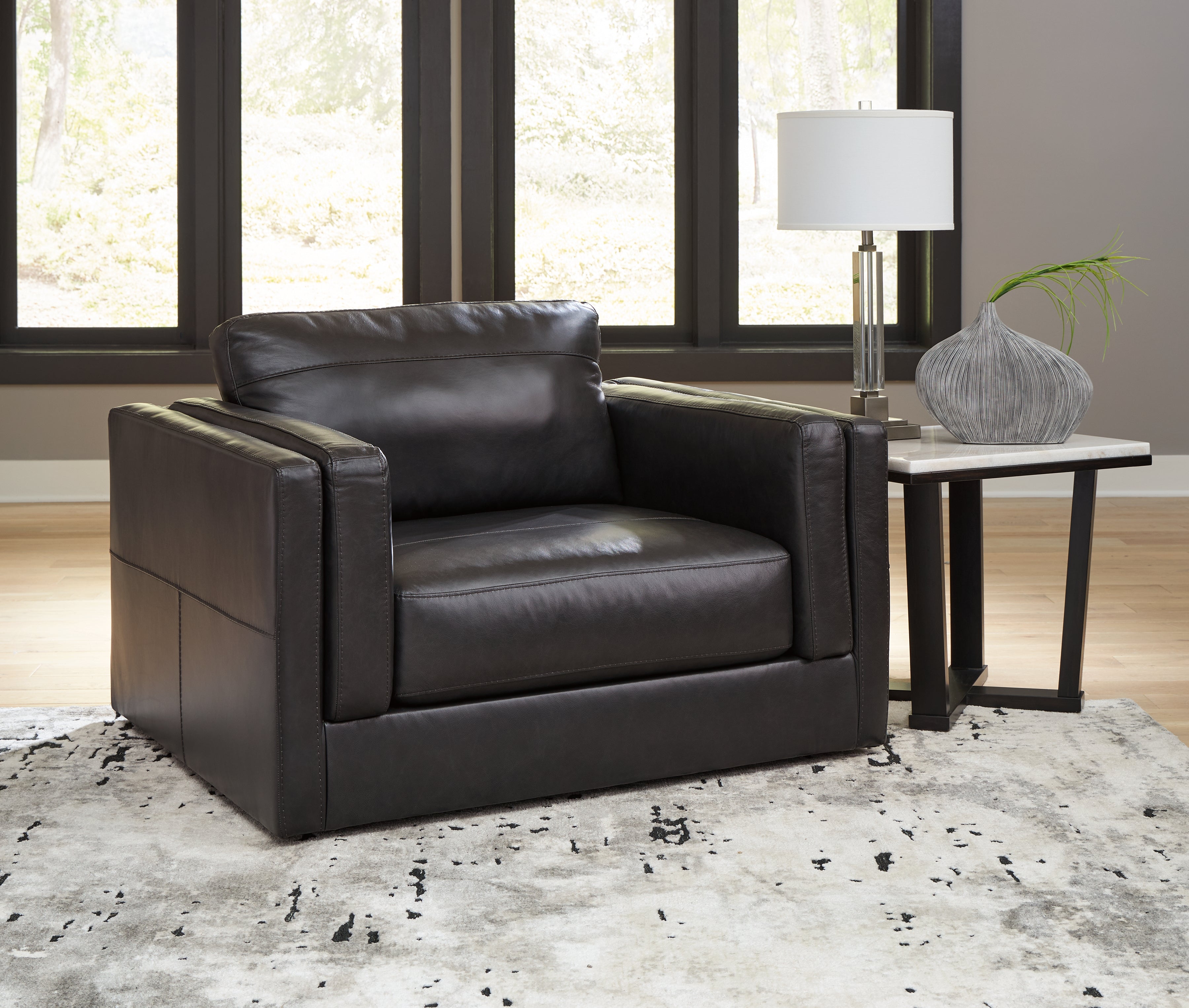 Amiata Sofa, Loveseat, Chair and Ottoman in Onyx - PKG015490