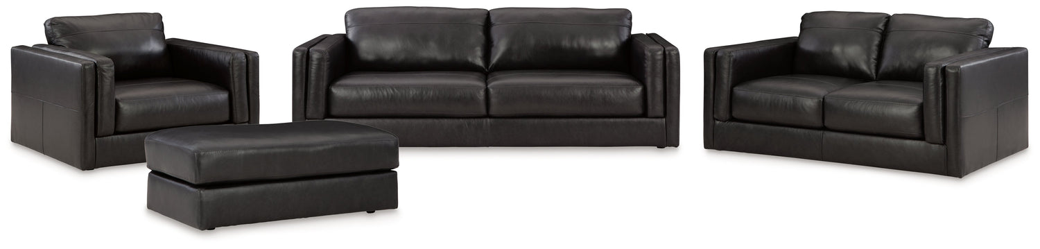 Amiata Sofa, Loveseat, Chair and Ottoman in Onyx - PKG015490