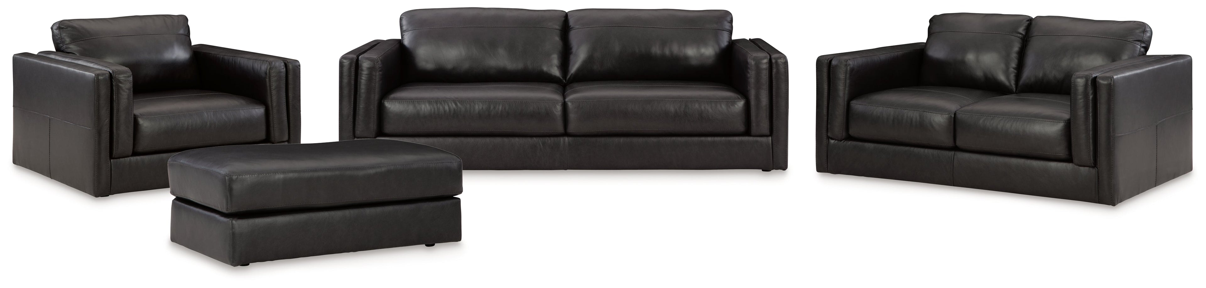 Amiata Sofa, Loveseat, Chair and Ottoman in Onyx - PKG015490