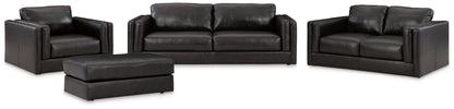 Amiata Sofa, Loveseat, Chair and Ottoman in Onyx - PKG015490