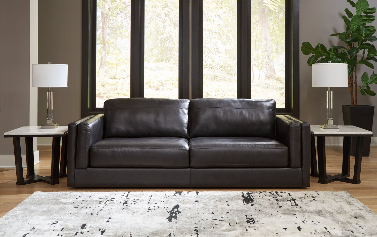 Amiata Sofa, Loveseat, Chair and Ottoman in Onyx - PKG015490