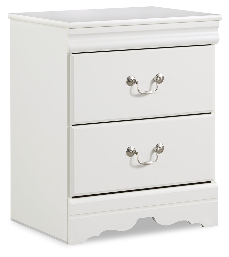 Anarasia Full Sleigh Bed with Mirrored Dresser, Chest and 2 Nightstands in White from Ashley - Luna Furniture