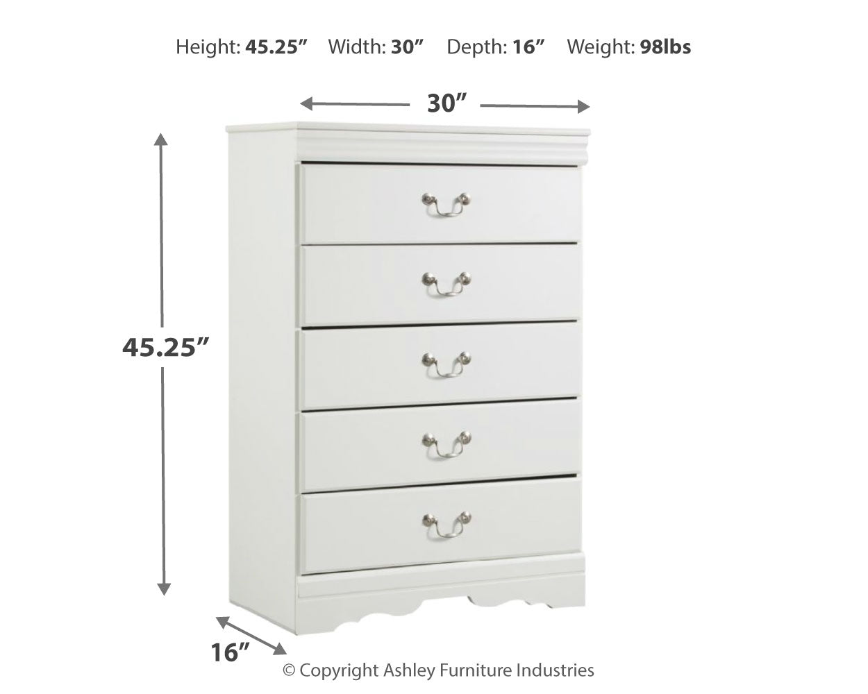 Anarasia Full Sleigh Bed with Mirrored Dresser, Chest and 2 Nightstands in White from Ashley - Luna Furniture