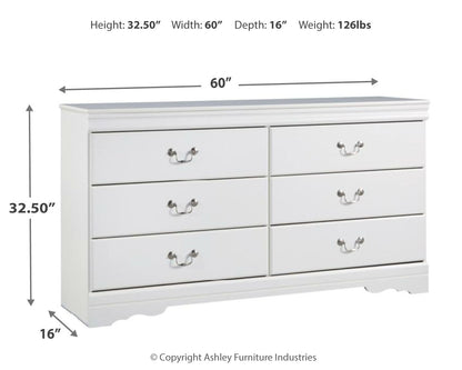 Anarasia Queen Sleigh Bed with Dresser in White from Ashley - Luna Furniture
