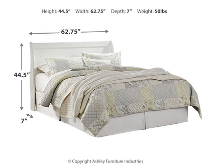 Anarasia Queen Sleigh Headboard Bed with Mirrored Dresser, Chest and Nightstand in White from Ashley - Luna Furniture