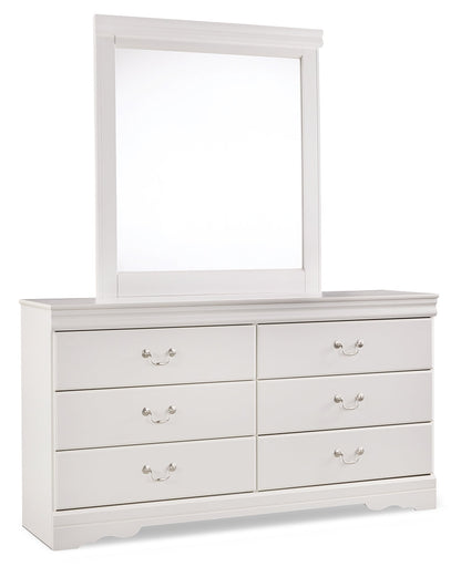 Anarasia Twin Sleigh Bed with Mirrored Dresser and Chest in White from Ashley - Luna Furniture