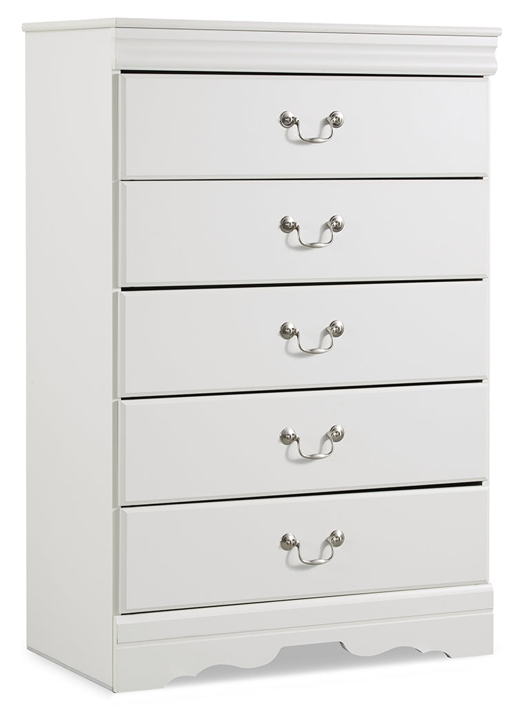 Anarasia Twin Sleigh Bed with Mirrored Dresser and Chest in White from Ashley - Luna Furniture