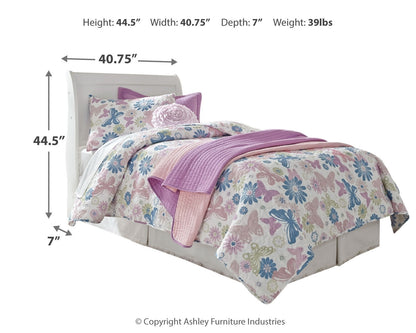Anarasia Twin Sleigh Headboard Bed with Mirrored Dresser, Chest and 2 Nightstands in White from Ashley - Luna Furniture