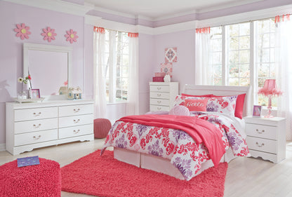 Anarasia White Full Sleigh Headboard, Dresser and Mirror - B129B20