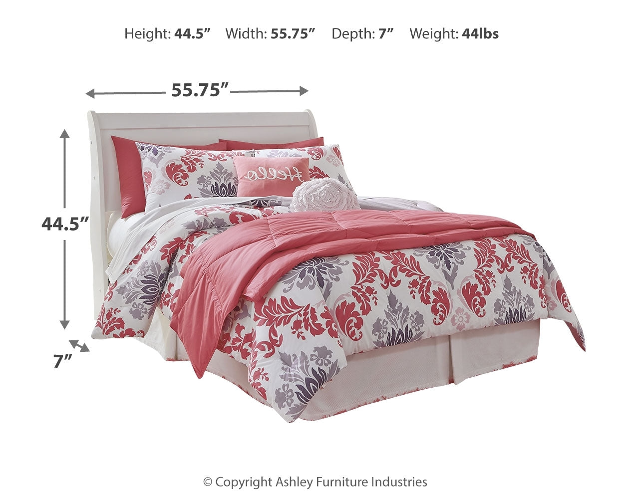 Anarasia White Full Sleigh Headboard, Dresser and Mirror - B129B20