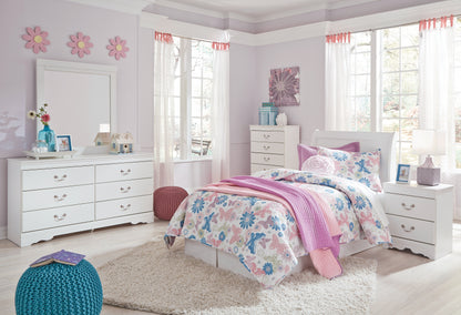 Anarasia White Twin Sleigh Headboard, Dresser and Mirror - B129B18