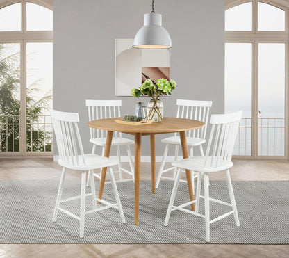 Andrews 5-piece Round Counter Dining Set Light Ash and White - 122508-S5W