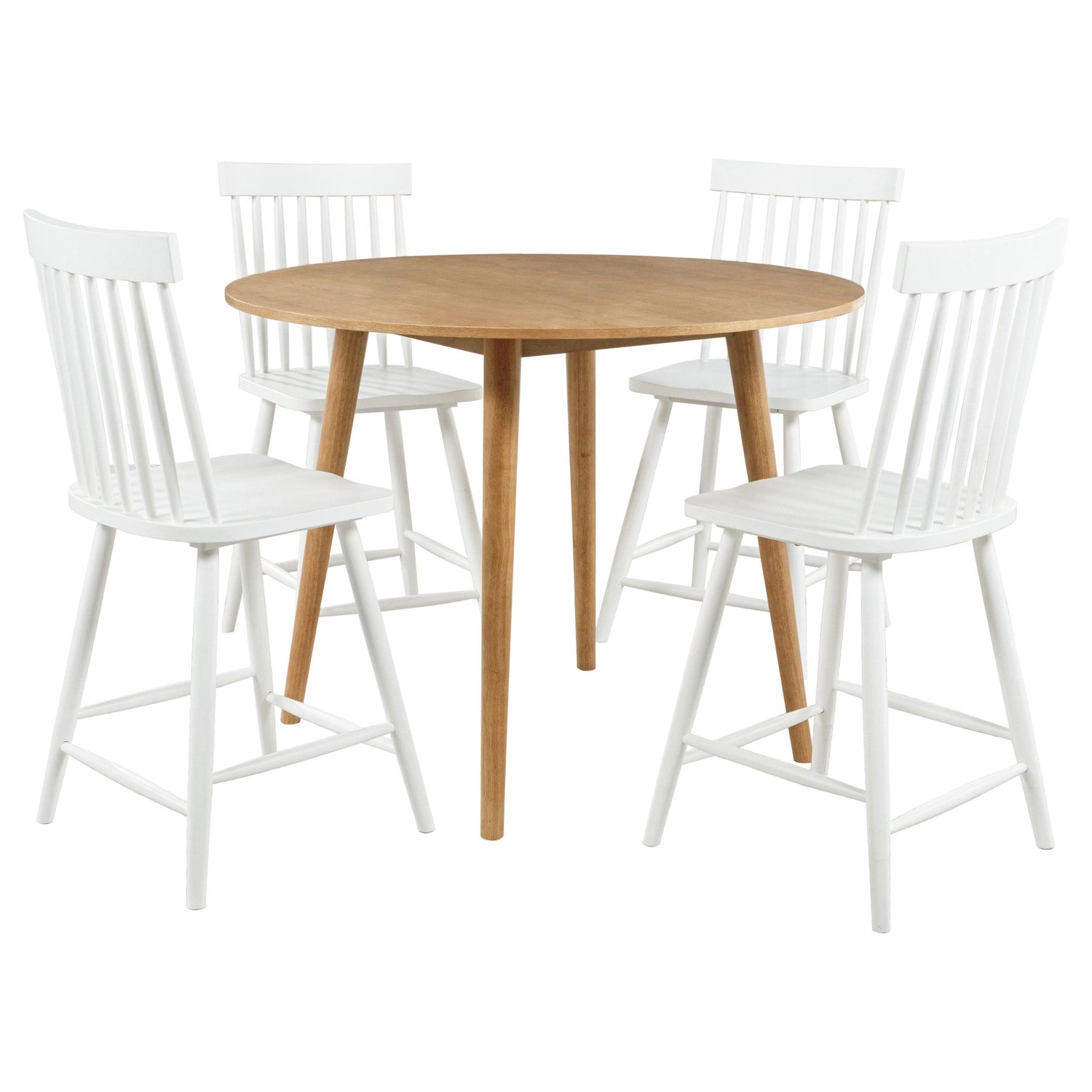 Andrews 5-piece Round Counter Dining Set Light Ash and White - 122508-S5W