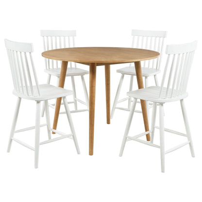 Andrews 5-piece Round Counter Dining Set Light Ash and White - 122508-S5W