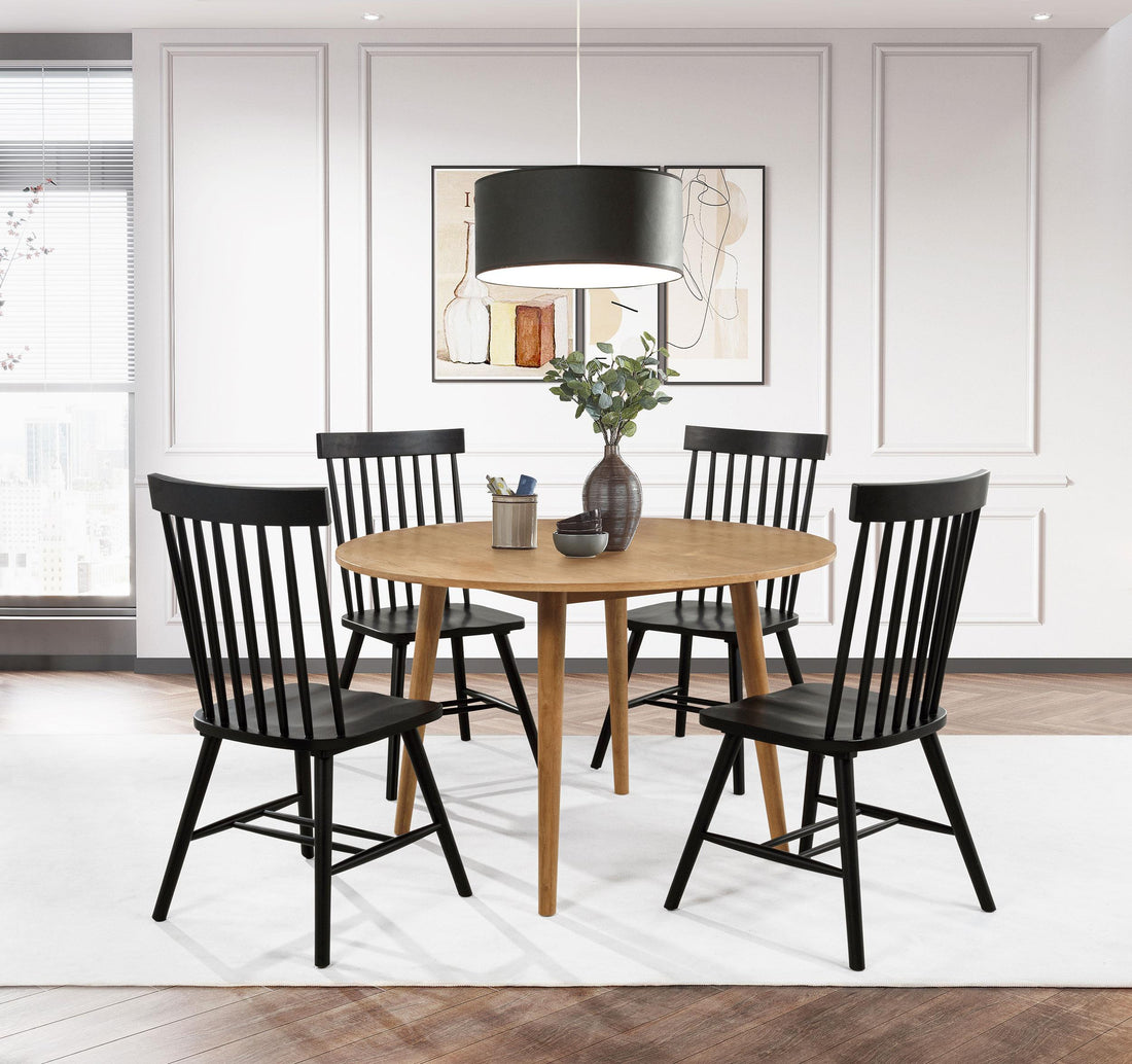 Andrews 5-piece Round Dining Table Set Light Ash and Black - 122500-S5B